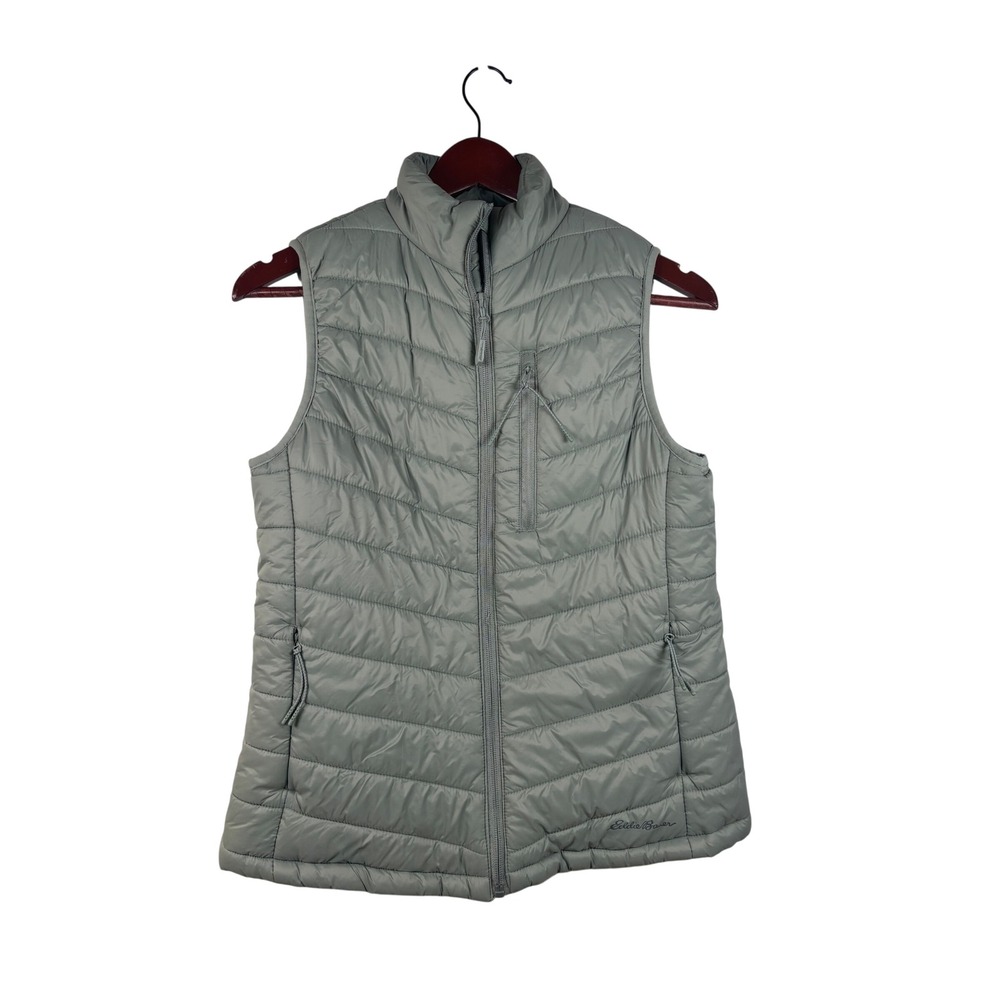Eddie Bauer Puffer Vest Small EB001794 Sage Green Quilted Zip Up Outdoor Hiking